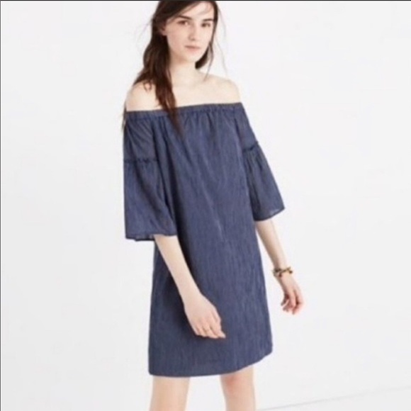 Madewell Dresses Madewell Navy Off The Shoulder Dress Poshmark